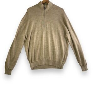 Fairway & Greene Mens 100% Wool Sweater 1/4 Zip‎ Classic Golf Knit Preppy *Flaw*